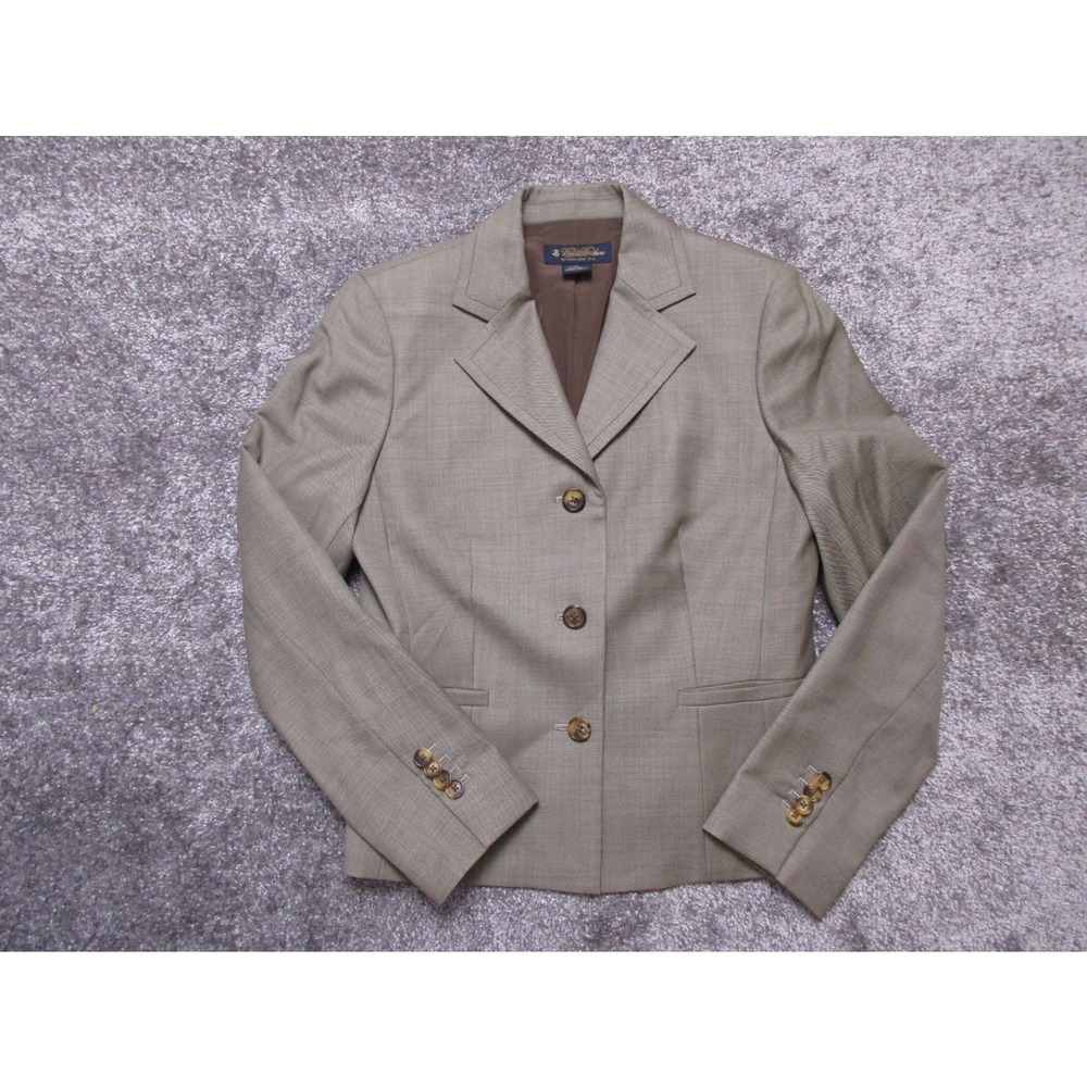 Brooks Brothers Womens Blazer 2 Beige Italian Wool Silk Lining Jacket 3 Button